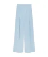 Max Mara Pleated Silk Pants In Blue