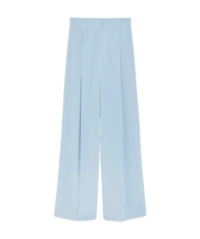 Max Mara Pleated Silk Pants In Blue