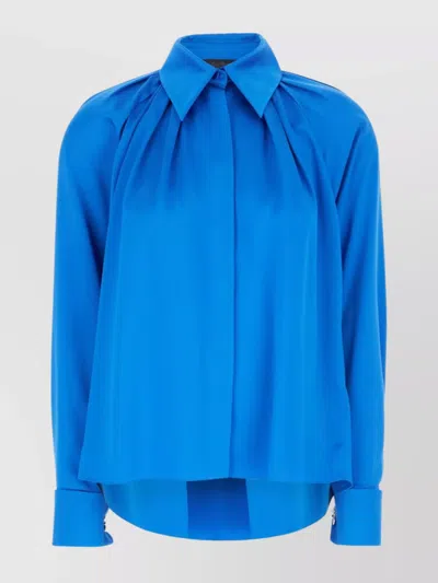 MAX MARA PLEATED SILK SHIRT BUTTONED CUFFS