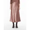 Max Mara Alessio Satin Midi Skirt In Brown