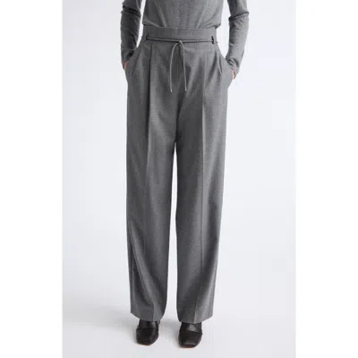 Max Mara Pleated Straight Leg Pants In Medium Grey