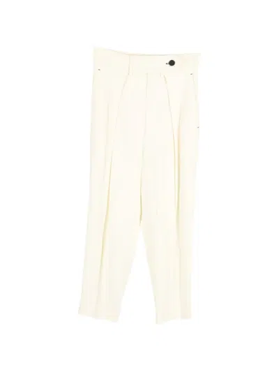 Pre-owned Max Mara Pleated Straight-leg Trousers In Neutral