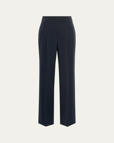 Max Mara Pleated Straight-leg Trousers In Blue