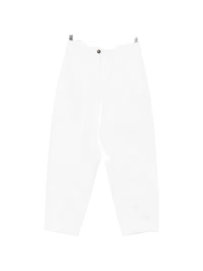 Max Mara Pleated Straight-leg Trousers In White