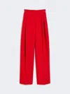 Max Mara Pleated Stretch Wool Trousers In Red