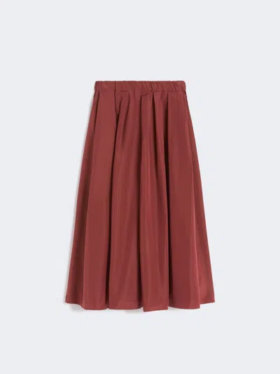 Max Mara Pleated Taffeta Long Skirt In Red
