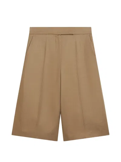 Max Mara Kaki Linen Bermuda Shorts In Brown