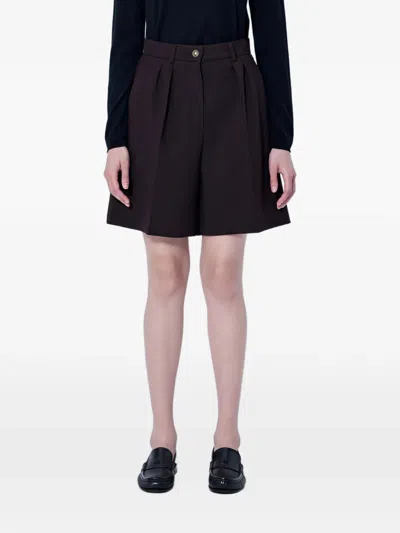 Max Mara Pleated Tailored Shorts In Brown