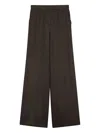 Max Mara Wide-leg Brown Linen Trousers With High Waist Design In Brown