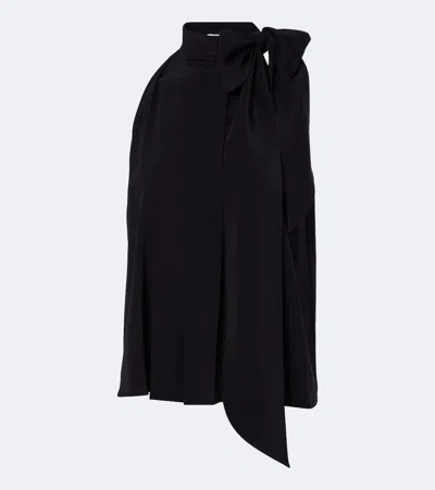 Max Mara Pleated Tie-neck Silk Crêpe De Chine Top In Black