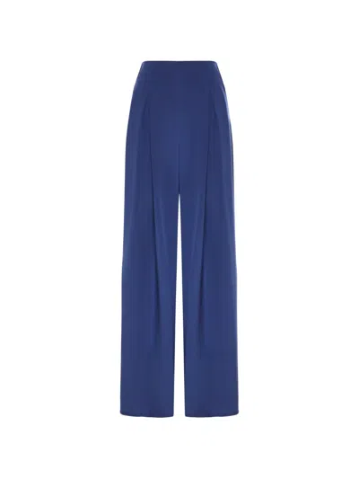 Max Mara Stretch Satin Palude High Waist Palazzo In Blue