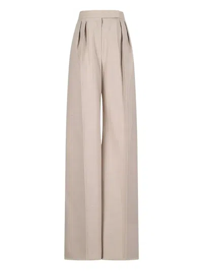 Max Mara Sand Wool Acinoso Wide-leg Pant In Beige