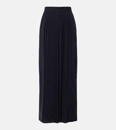 Max Mara Pleated Virgin Wool Wide-leg Pants In Black