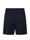 Max Mara Navy Blue Lightweight Wool Canvas Mxmsalute Shorts In Blue