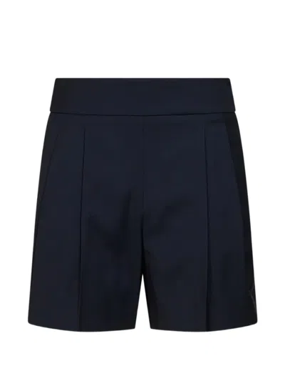 Max Mara Pleated Virgin-wool Shorts In Blue