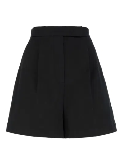 Max Mara Pleated Welt-pockets Shorts In Black