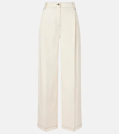 Max Mara Pleated Wide-leg Jeans In Neutral