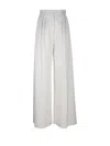 Max Mara White Wide Leg Navigli Trousers In Cotton Woman In Bianco Avorio