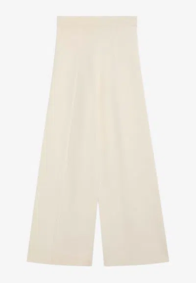 Max Mara Pleated Wide-leg Pants In White