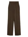 Max Mara High Waist Wide Leg Trousers With Pleats In Brown