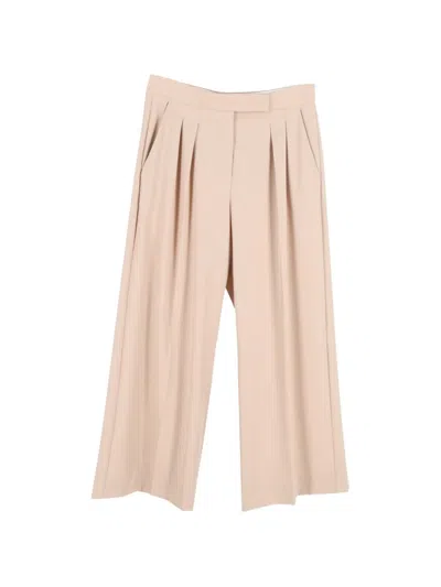 Pre-owned Max Mara Pleated Wide-leg Trousers In Neutral