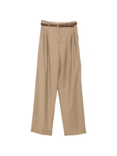 Max Mara Pleated Wide-leg Trousers In Neutrals