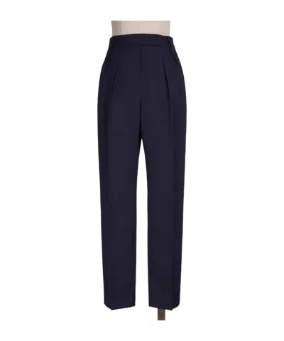 Max Mara Pleated Wool Casual Pants In Black