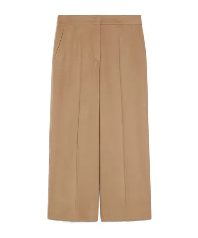 Max Mara Pleated Wool Casual Pants In Nude