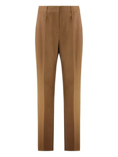 MAX MARA PLEATED WOOL GABARDINE TROUSERS