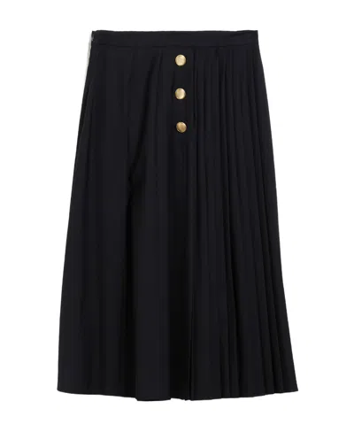 Max Mara Pleated Wool Skirt In Black