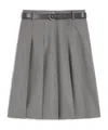Max Mara Gimmy Pleated Belted Skirt In Brown