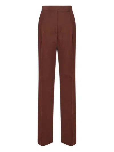 Max Mara Pleated Wool Trousers In Brown