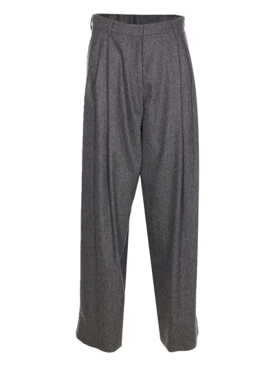 Max Mara Pleated Wool Trousers In Gray
