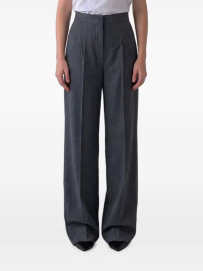 Max Mara Pleated Wool Wide-leg Trousers In Gray