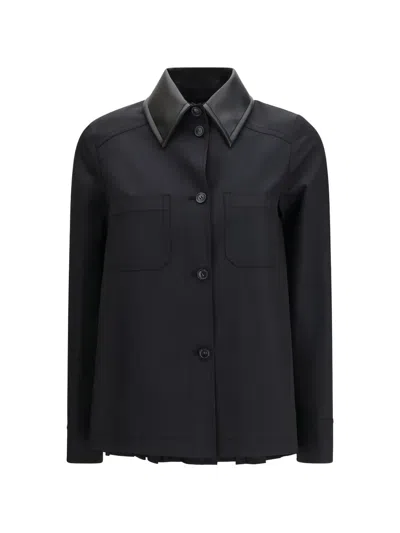 Max Mara Pleated-back Overshirt In Black