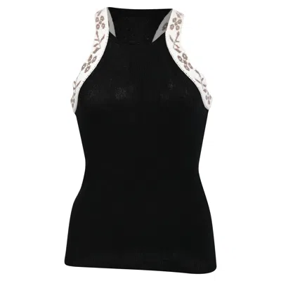 Max Mara Pleiadi Sequin-embellished Tank Top In Black Wool
