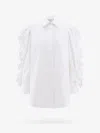 Max Mara Cotton Shirt With Rouches Detail In White