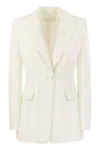 Max Mara Plinio Single Breasted Cady Tuxedo Jacket In White