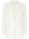 Max Mara Plinio Single Breasted Cady Tuxedo Jacket In 白色