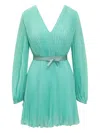 Max Mara Plissé Mini Dress In Green