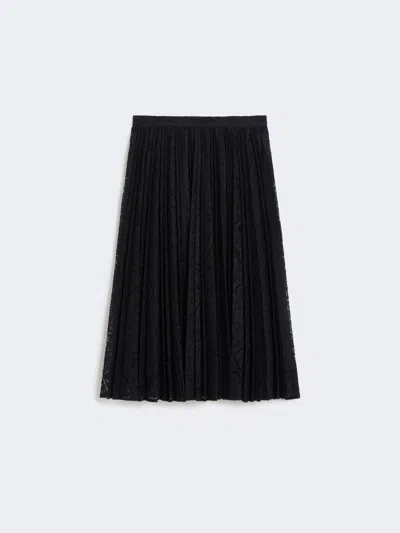 Max Mara Plissé-pleated Lace Skirt In Blue