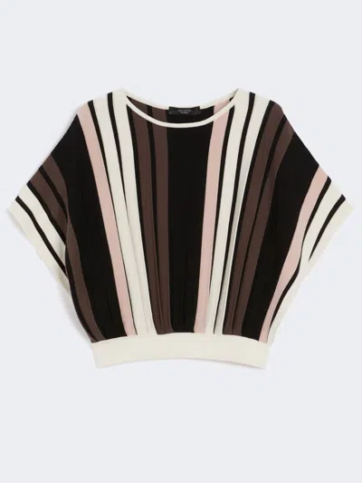 Max Mara Plissé-pleated Viscose Yarn Top In Black