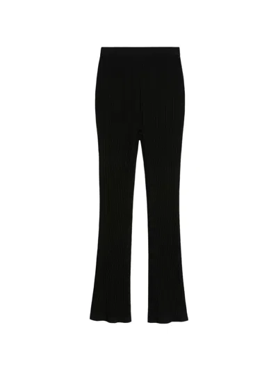 Max Mara Flared Trousers With Cotton Blend And Silhouette In Black