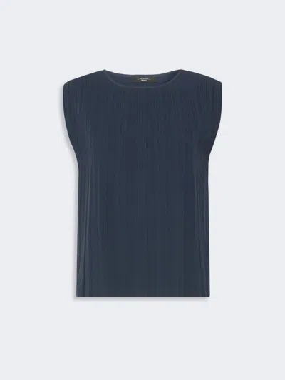 Max Mara Plissé-pleated Viscose Yarn Sweater In Blue