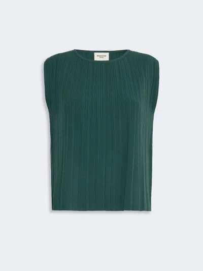 Max Mara Plissé-pleated Viscose Yarn Sweater In Green