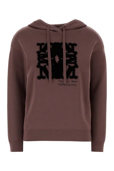 MAX MARA PLUM WOOL SFINGE SWEATSHIRT