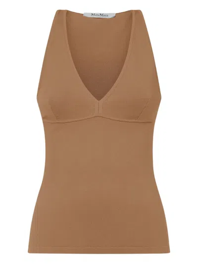 MAX MARA PLUNGE-NECK FITTED TOP