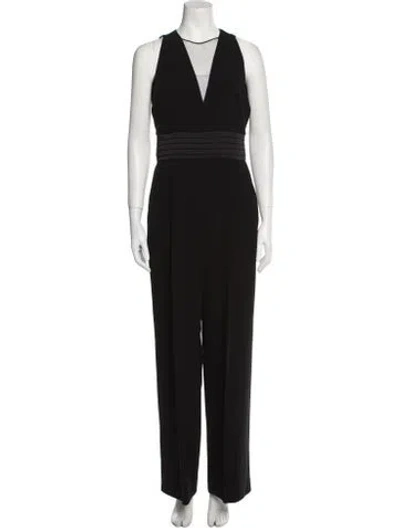 Pre-owned Max Mara Plunge Neckline Jumpsuit In Black