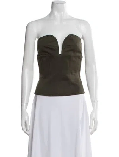 Pre-owned Max Mara Plunge Neckline Sleeveless Top In Green
