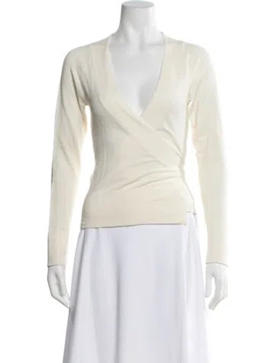 Pre-owned Max Mara Plunge Neckline Sweater In Neutral